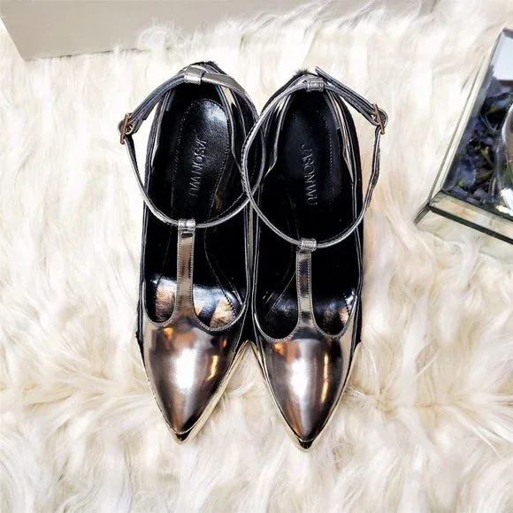 NIB JASON WU Hair-On-Hide Silver Metallic Stiletto, Size 5.5 - Picture 4 of 13